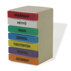 Gyógyszeradagoló heti emeletes színes téglatest rucik