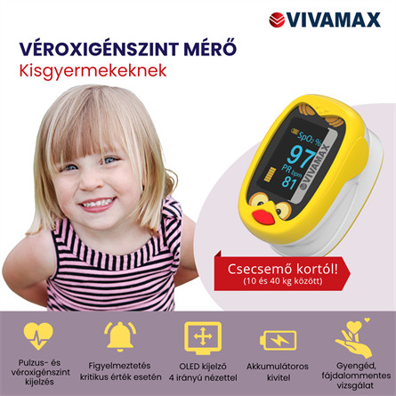 Véroxigénszint mérő gyerekeknek (pulzoximeter)